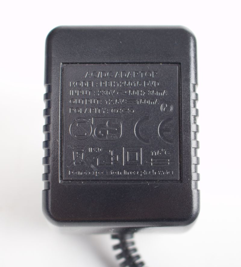 AC/DC Adaptér PBH125015-DVD, Input 230V, Output 12.5V