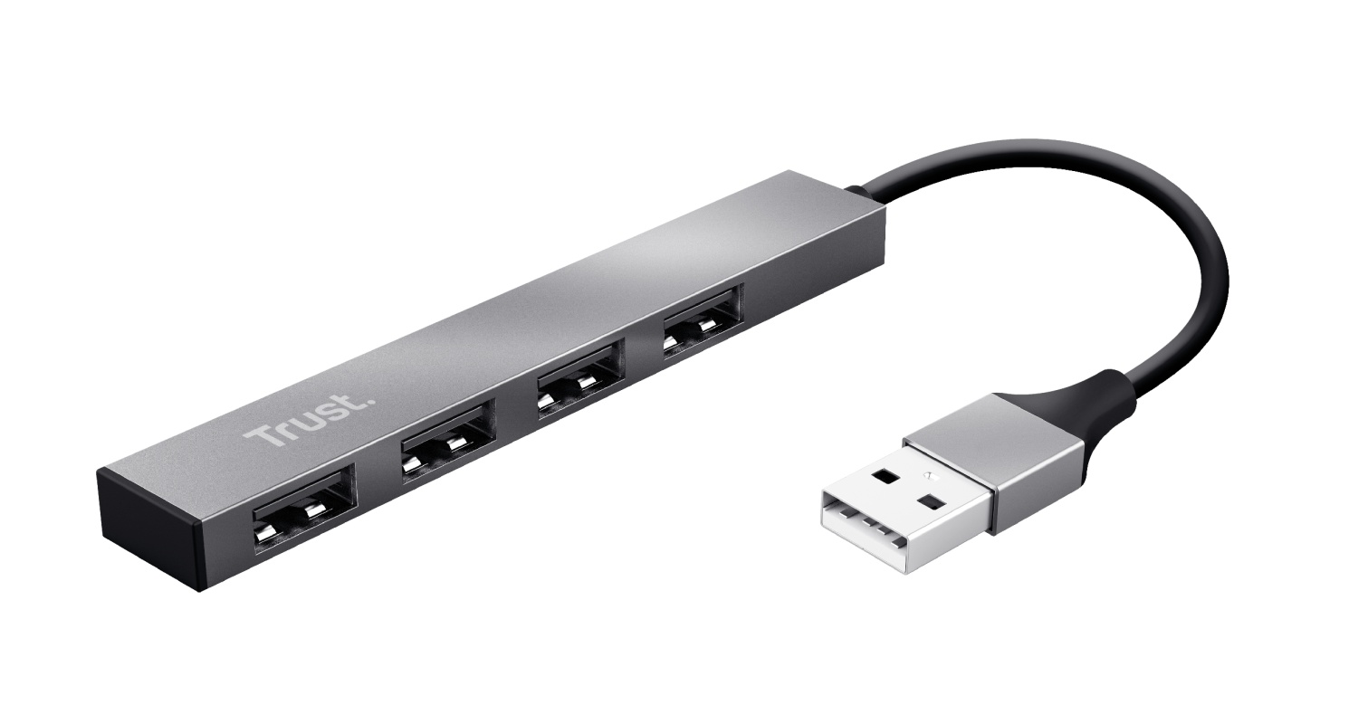 Trust mini USB hub Halyx, 4xUSB 2.0, hliník